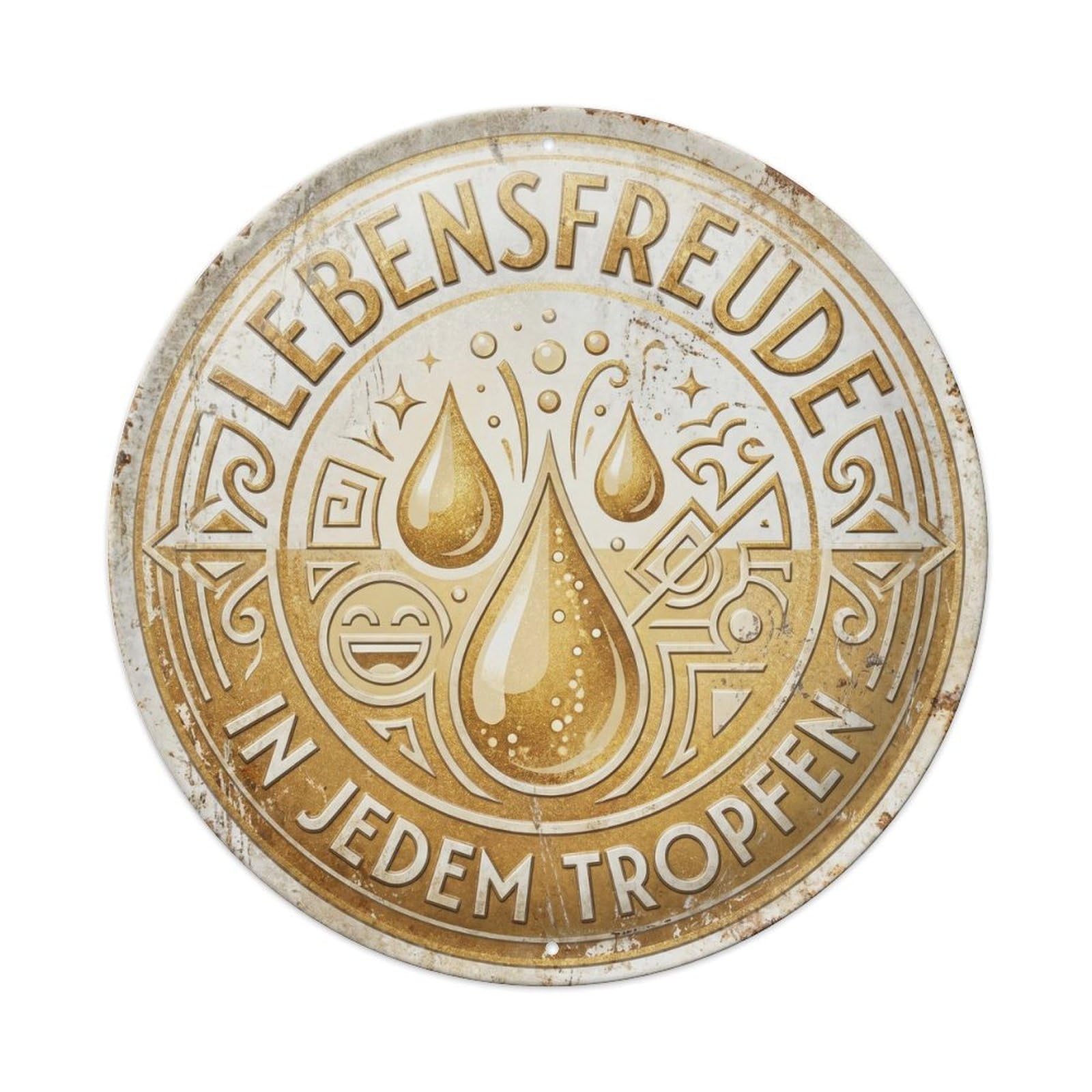 Vintage Bar Style Lebensfreude Humorous Tavern Zestlife Metal Tin Sign Plaque Wall Decor for Cafe, Club, Garden Round Metal Poster 8x8Inch