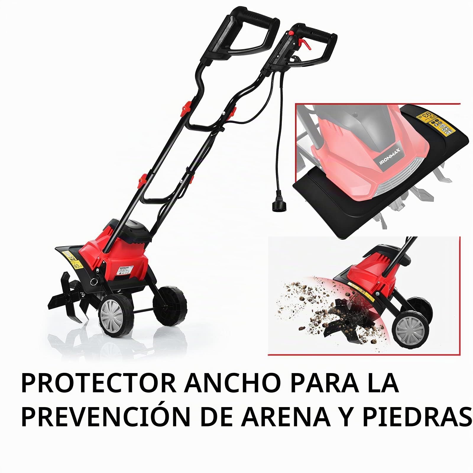 GOPLUS Motobloque Eléctrico de 1500 W con Interruptor de Doble Seguridad, Profundidad de Trabajo con Rueda para Jardinería y Cultivador