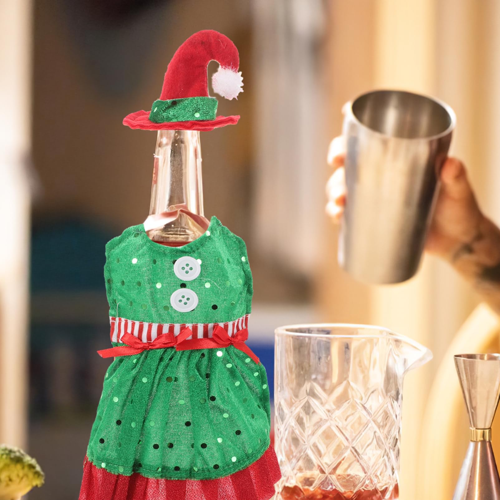 Luxshiny 10pièces Housse De Bouteille De Vin De Noël avec Chapeau De Vêtements Délicats pour Bouteilles De Vin Décoration Festive pour Fêtes Accessoire pour Événements Et Repas De