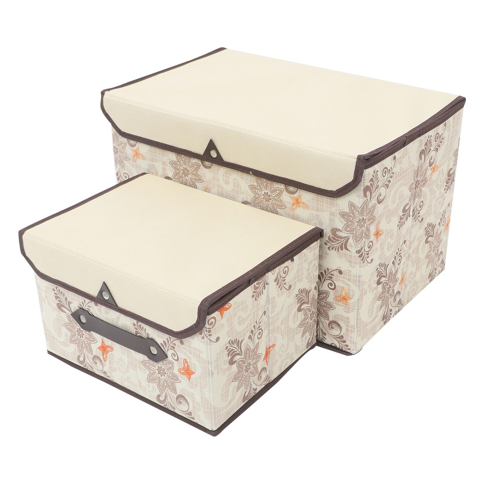 Scatole Portaoggetti in Tessuto con Coperchio Organizer Pieghevole per Abiti e Biancheria Beige con Stampa Floreale Contenitori Antipolvere per Armadio e Casa
