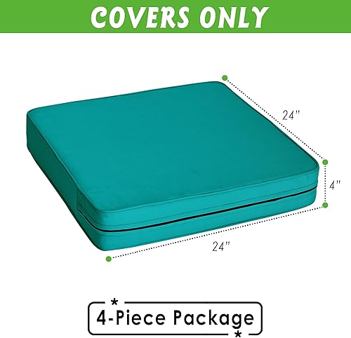 Miniatura 6 de RYB HOME 4 fundas de cojín para patio, lavables, impermeables, resistentes a la decoloración, para exteriores, para sofá, silla, color verde