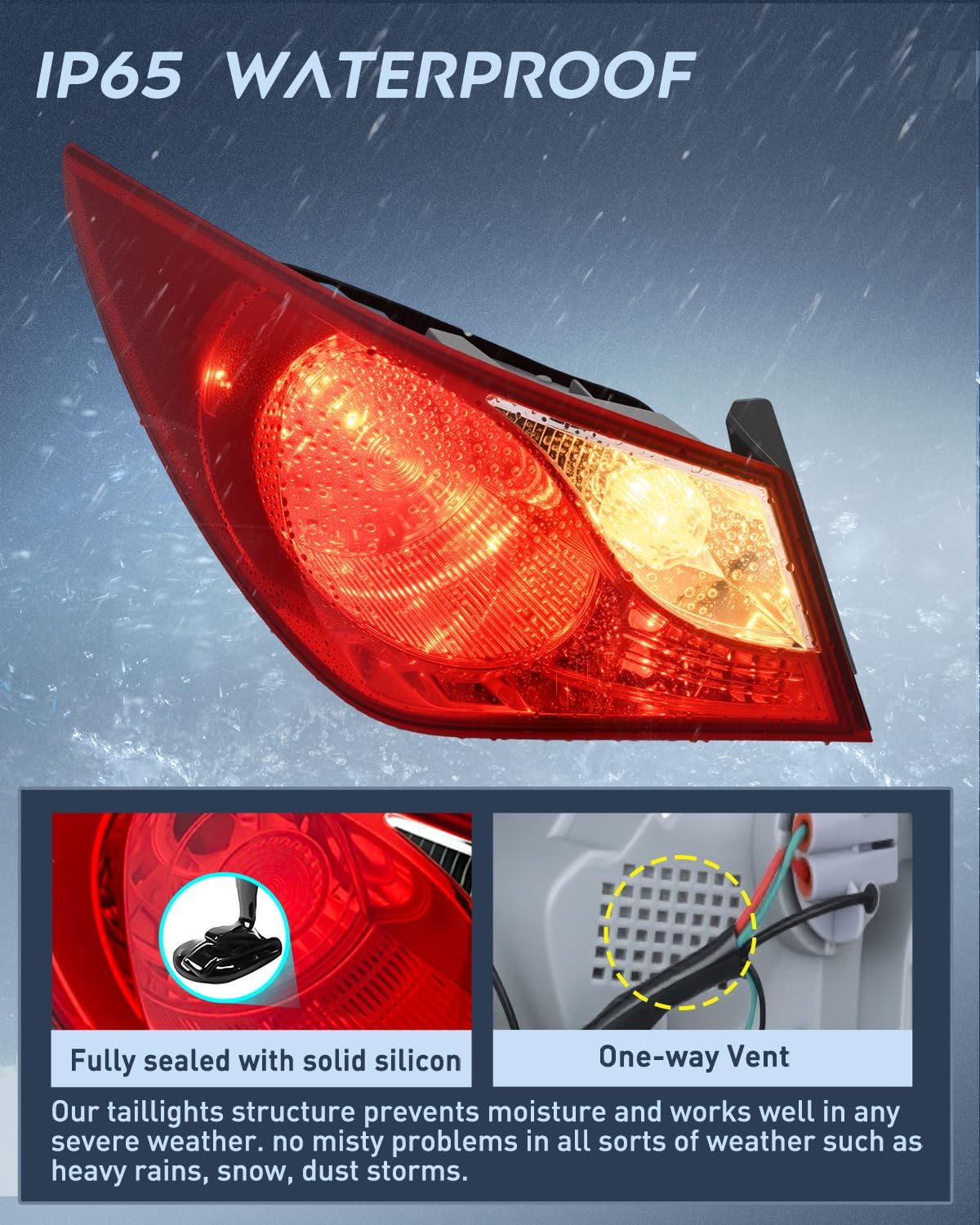 Nilight Taillight Assembly Compatible with 2011 2012 2013 2014 Hyundai Sonata Sedan 4-Door Outer Tail Light OE Style Rear Lamp Replacement Driver Side