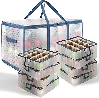 Hearth & Harbor Large Christmas Ornament Storage Box With Adjustable Dividers
