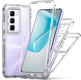 Compatible with Infinix Hot 50 Pro+ 4G Case,3 in 1 Anti-Fall and Shock-Absorbing Protective Cover Compatible with Infinix Hot 50 Pro Plus 4G Case Cover Clear
