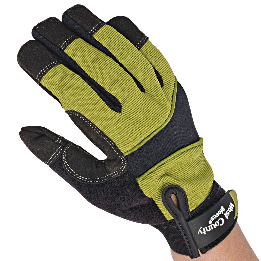 Garden and Work Gloves - Adjustable Wrist Tab, Washable (Women's Small, Stem Green)