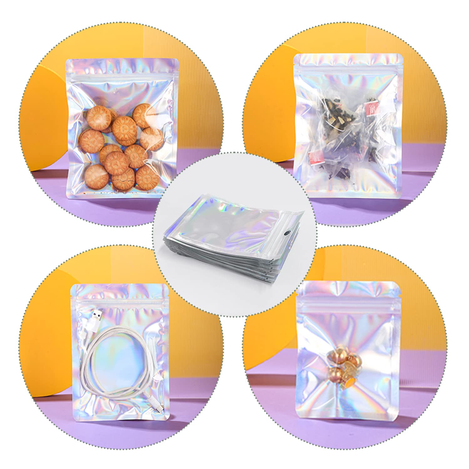 120 Sacchetti Mylar Con Zip Olografici - 7x10cm E 8x13cm - Foto 4