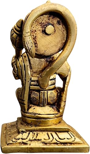 Miniatura 4 de Estatua de Lord Hanuman de latón de 3.25 pulgadas | Escultura de latón Murti para Pooja, decoración del hogar | Figura decorativa Bajrangbali