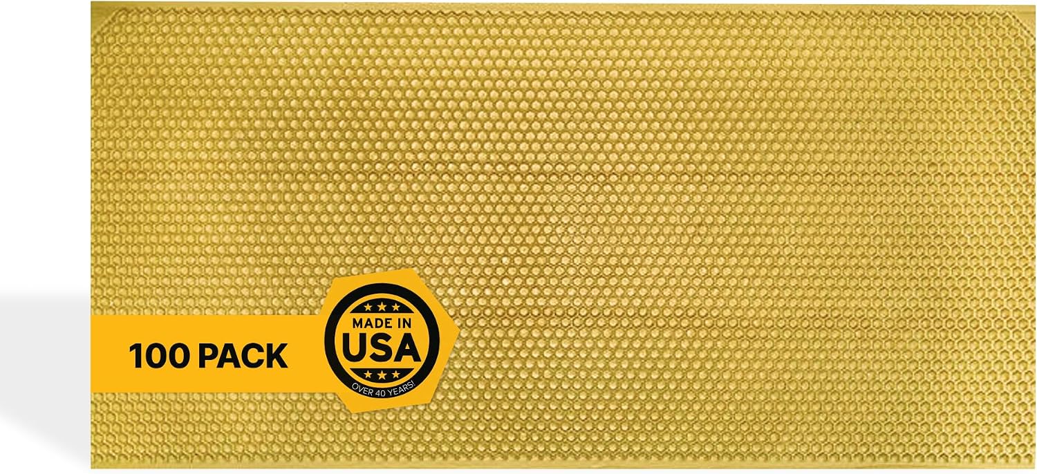Mann Lake 8 1/2" Waxed Rite-Cell Foundation, Easy Install Bee Hive Frames, Durable & Bee Friendly Brood Chamber Essential, Withstands Heavy Extracting, Case of 100, Natural