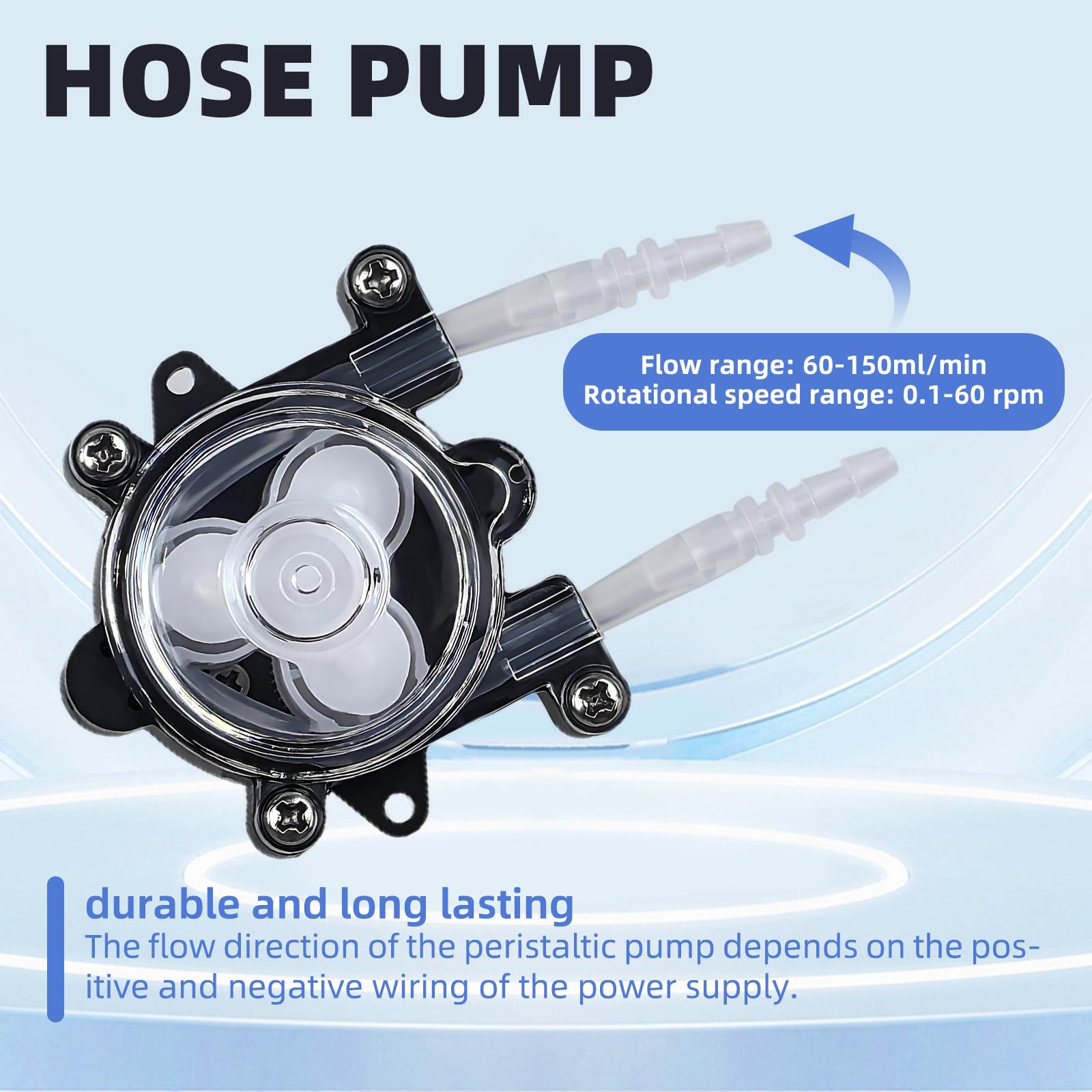 Mini Peristaltikpumpe, Peristaltik Flüssigkeitspumpe Dosierpumpe Schlauchpumpe G528 DC 12V 250-300MA 0,1-60 U/min, Biochemische Vakuumpumpe für Bioengineering Aquarium Lab Analytic DIY-Zubehör (3x5)