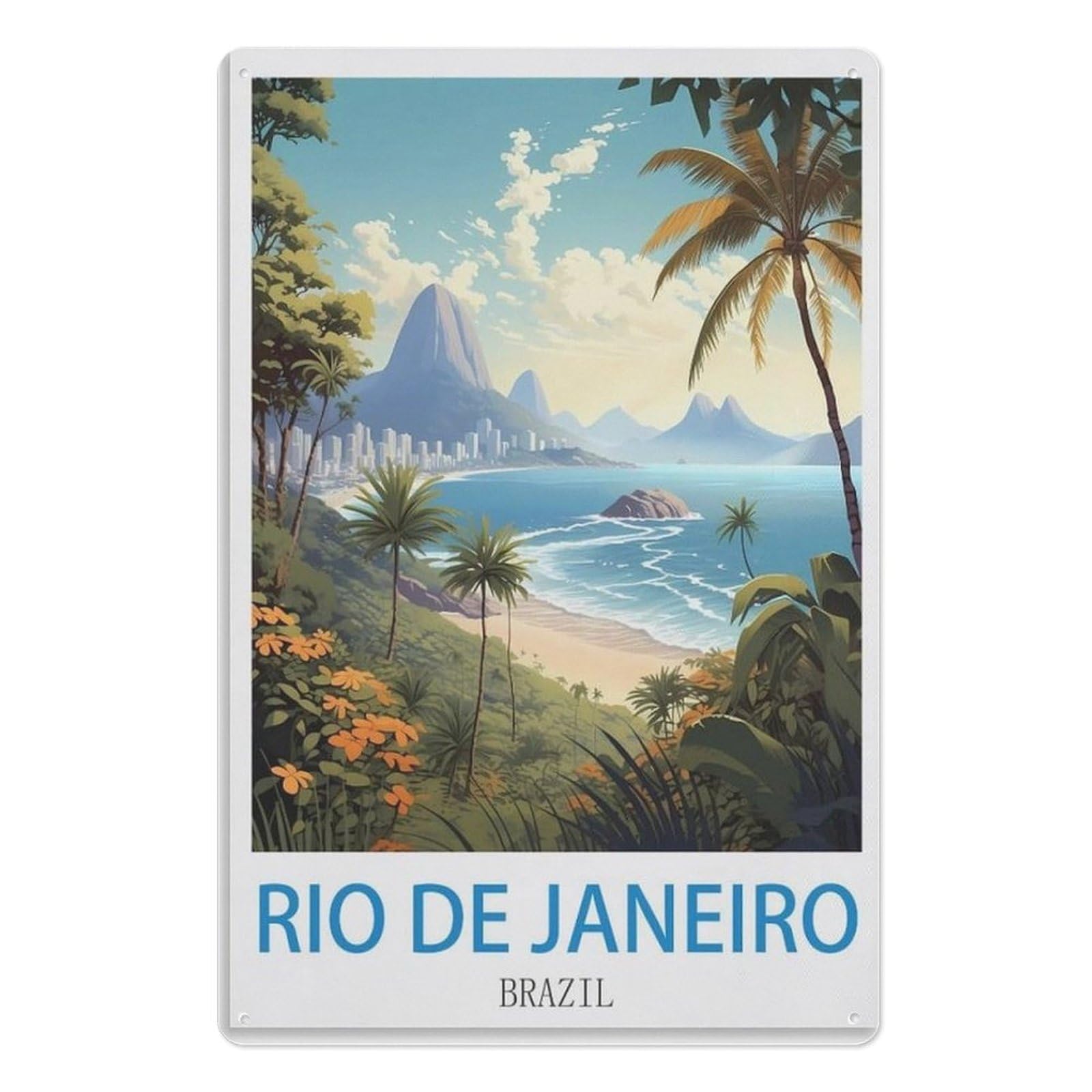 Tin Sign Vintage Retro Man Cave Bar Pub Shed Novelty Gift Aluminium Metal Tin Wall Décor Sign，Rio De Janeiro Brazil20x30cm(8x12 inch) AA-609