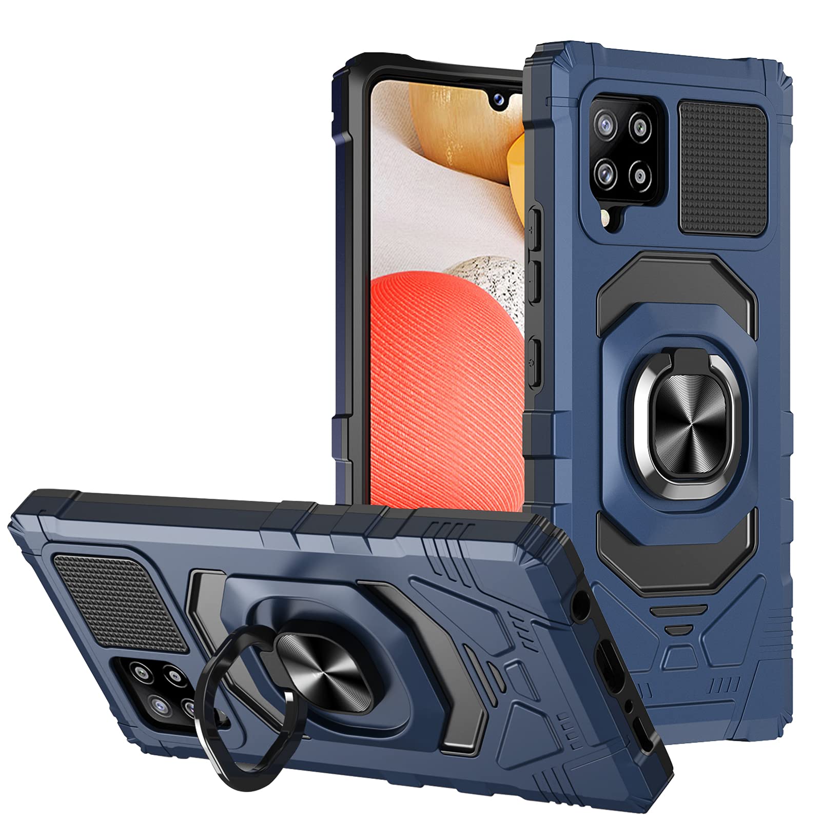 HAII Case for Samsung Galaxy A42 5G, Hybrid Rugged Anti-Scratch Armor Grade Case with Built-in Metal Rotating Kickstand TPU Silicone Shockproof Protective Cover for Samsung Galaxy A42 5G (Blue)