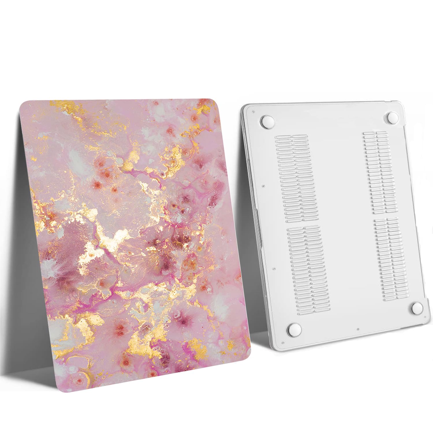 Custodia Rigida Compatibile con Nuovo Macbook Air 13 pollici 2020 2019 2018 con display Retina e Touch ID A1932 A2179 A2337 M1, Caso Duro Protettivo in Plastica & Copritastiera, Fiore rosa