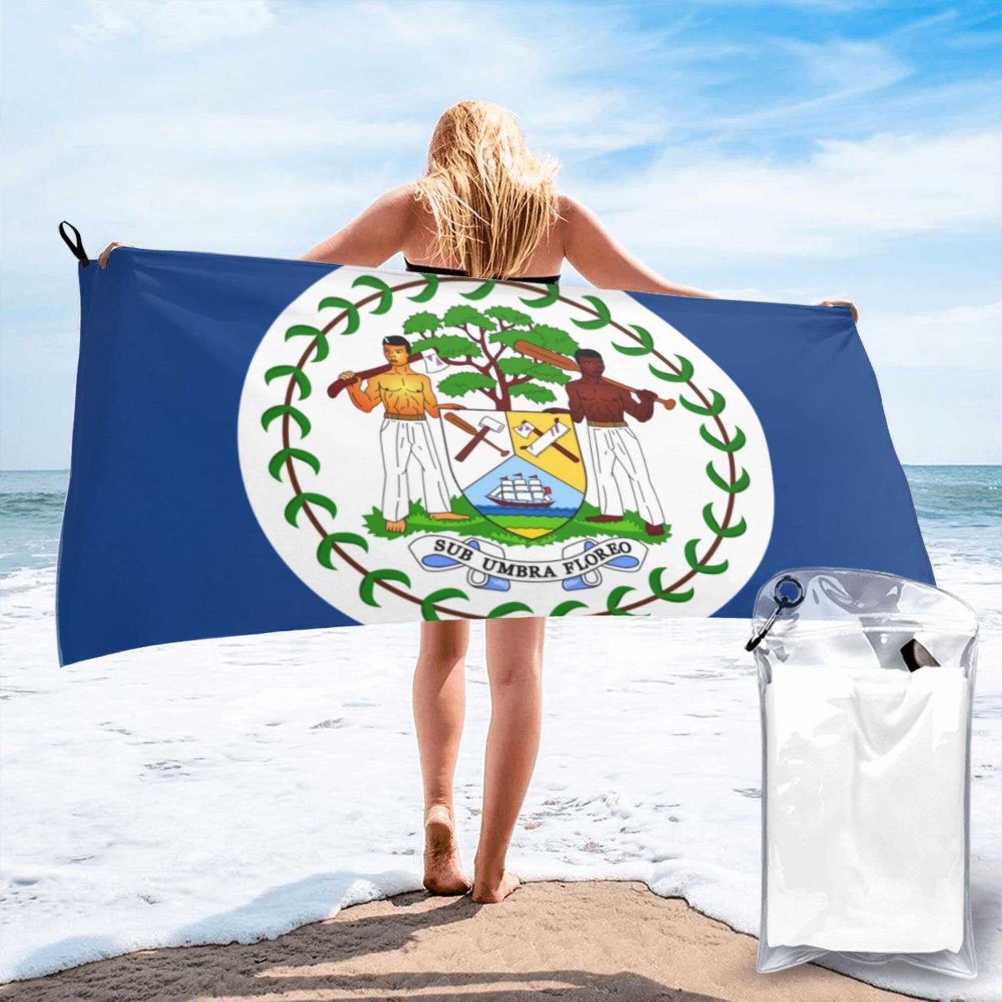 Lsjuee Flag of Belize Microfiber Beach Towel-Quick Dry Oversized Towels Blanket for Travel Pool Camping