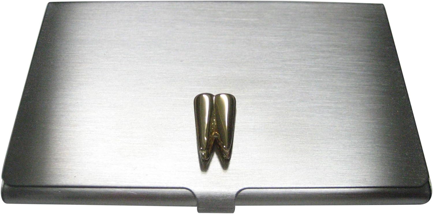 Kiola Designs Gold Toned Shiny Dental Tooth Teeth Business Card Holder