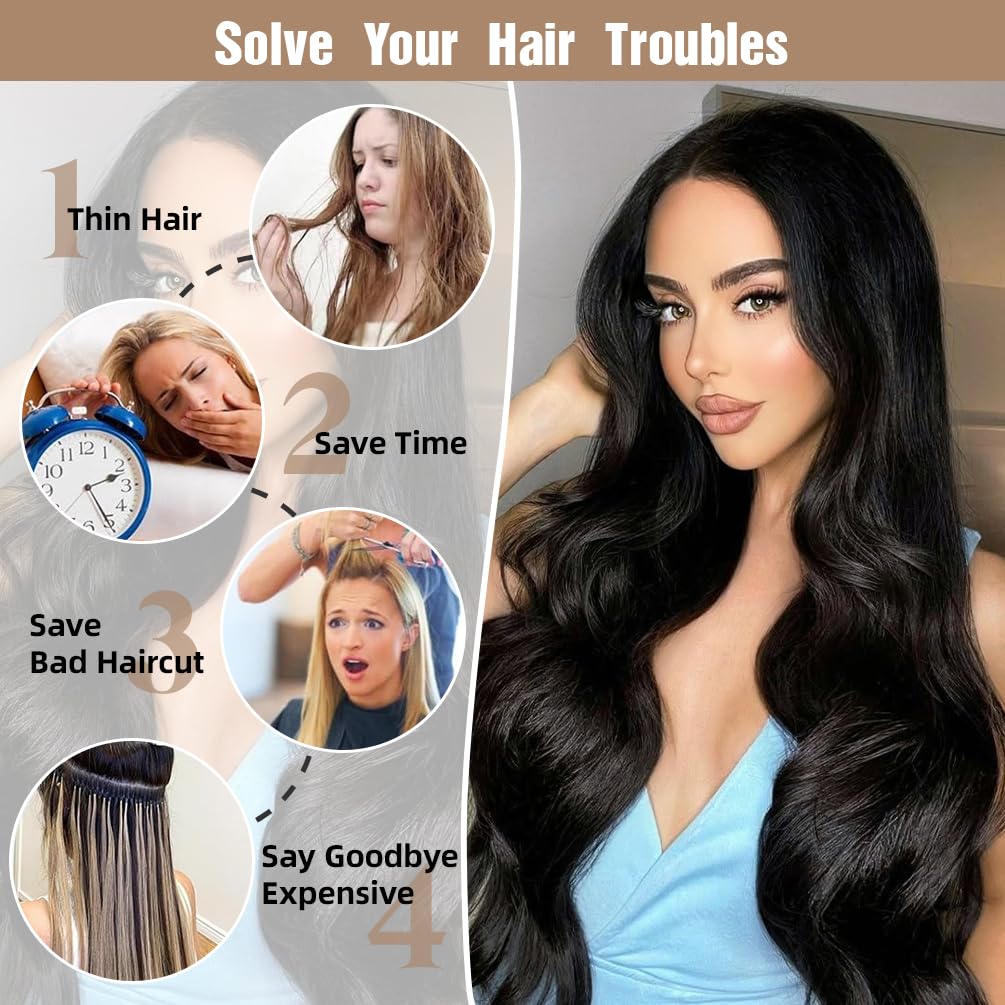Amazon.com : Straight Clip in Hair Extensions Real Human  display picture 3