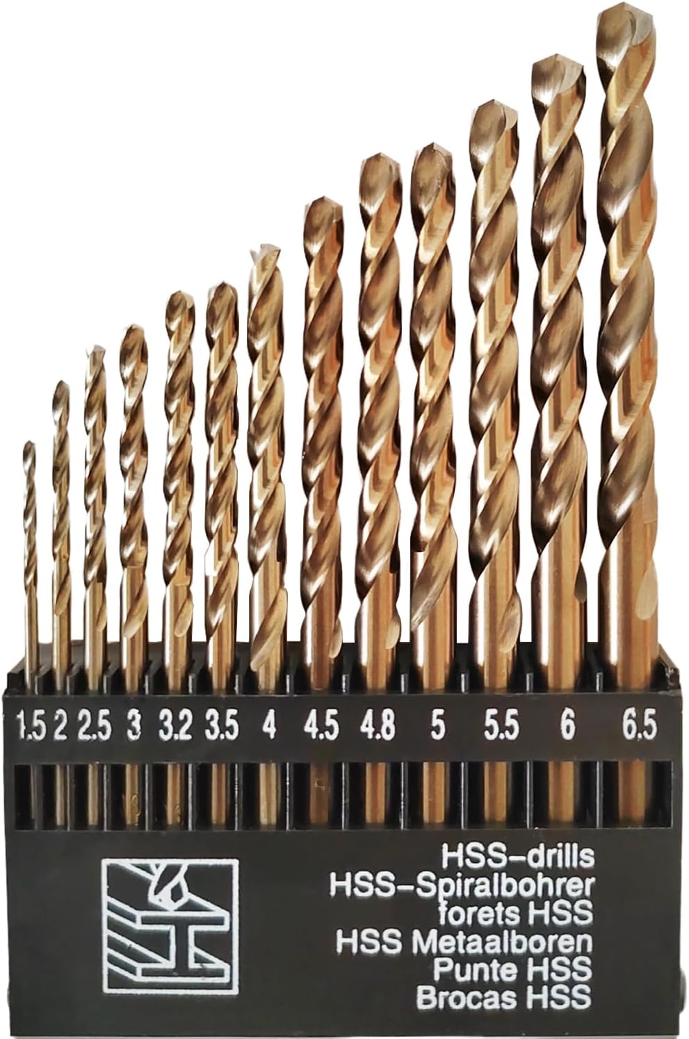Hymnorq 13-Piece M35 Cobalt Drill Bit Set, Metric Sizes 1.5mm to 6.5mm, 5% Cobalt HSS for Stainless Steel, Cast Iron & Hard Metal, Fully Ground 135° Split Point with Storage Case