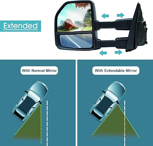 Miniatura 4 de Espejos de remolque aptos para Ford F150 2020 2019 2018 2017 2016 2015 Pickup Truck LED Luz de señal de giro Sensor de temperatura con calefacción