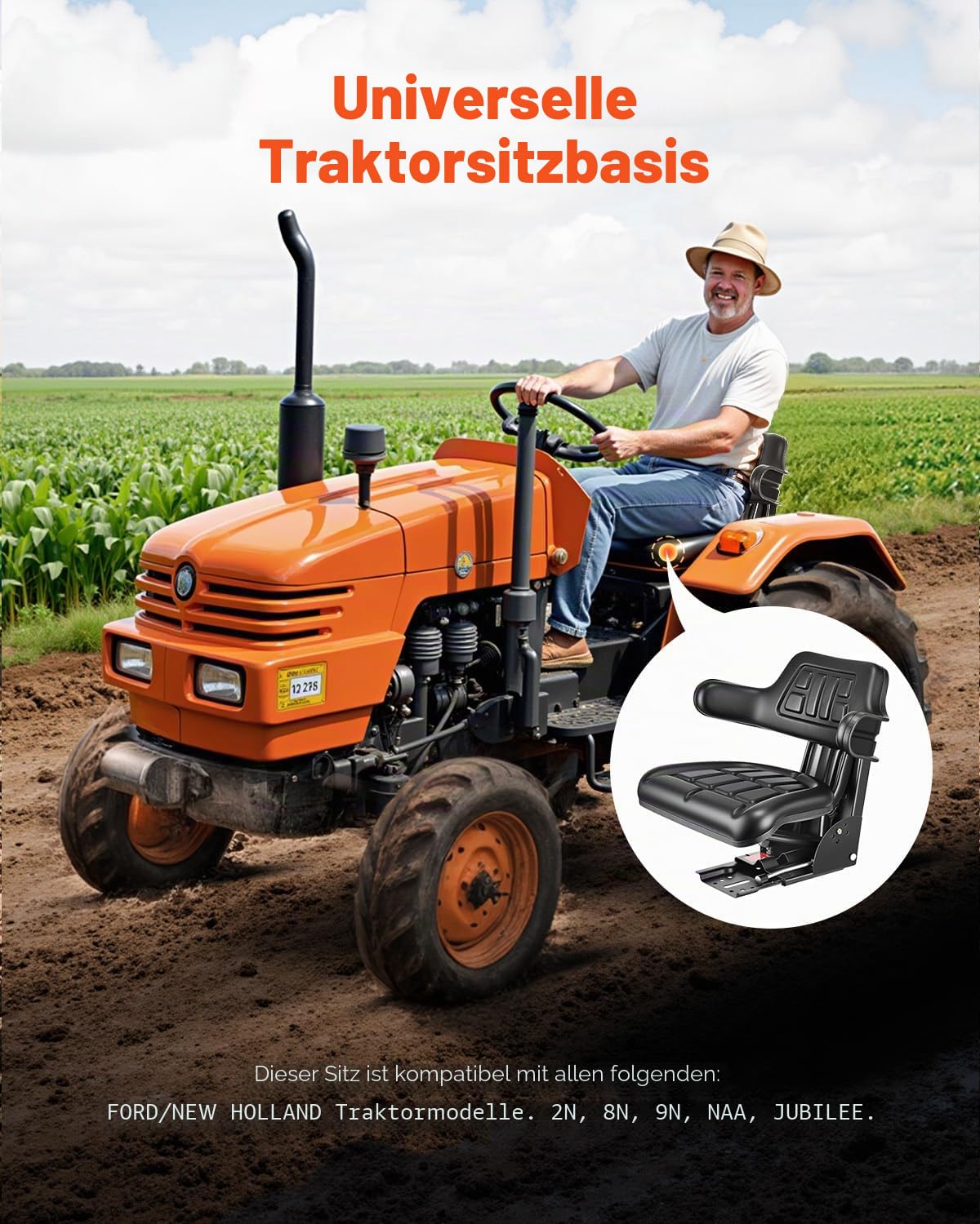 VEVOR Universal Gabelstaplersitz 61x51x51 cm Traktorsitz PVC-Kunstleder Polyurethanschaum
