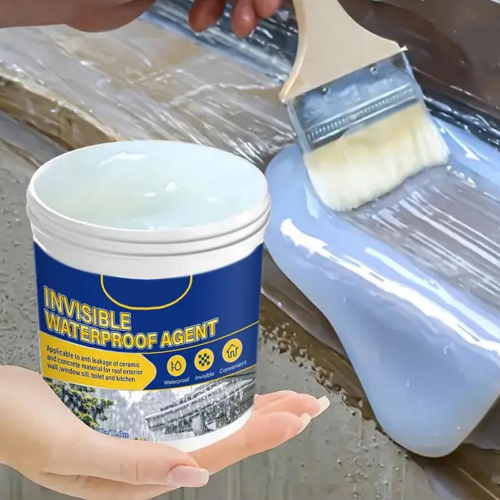 Liquid Waterproof Sealant Clear, 2027 Upgraded Invisible Anti-Leaking Sealant Agent, Transparent Waterproof Coating Water-Based Indoor & Outdoor Roofs, Walls, Garden Anti Leakage Agent, 300g