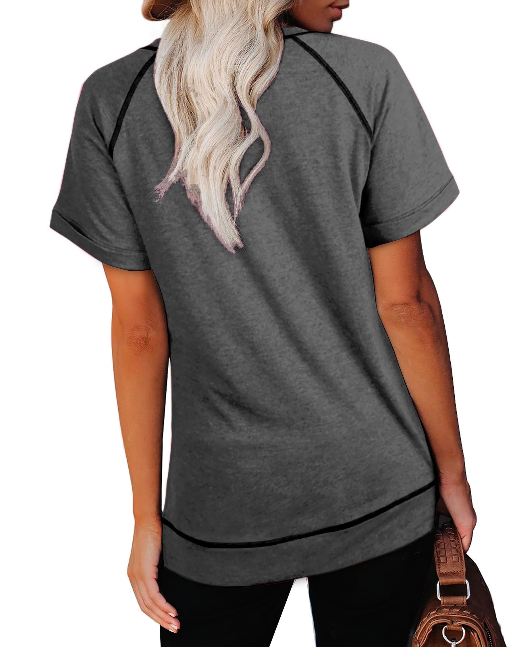 Workout Shirts Women Dry Fit Athletic Gym Tops Clothes Grey L