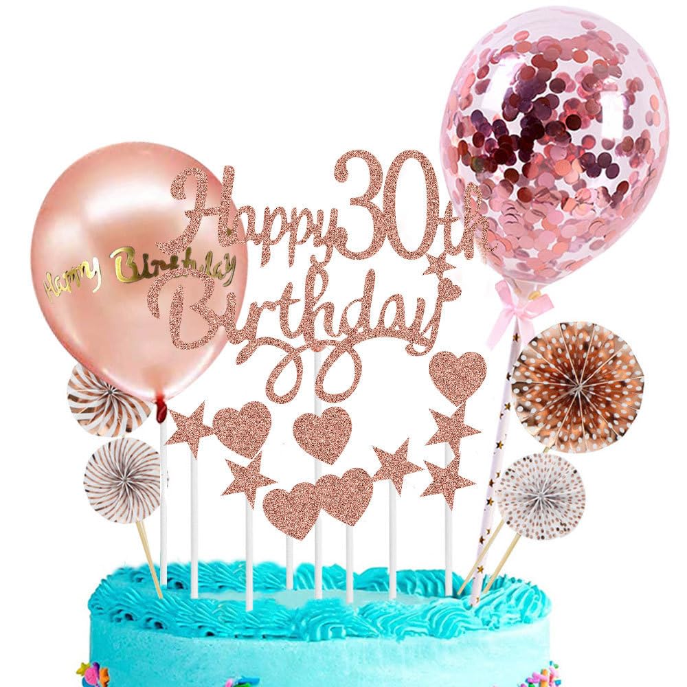 40th Birthday Decorations for Girls, 40th Birthday Cake Topper, 40th Cake Toppers for Girls, Happy 40th Birthday Cake Topper Rose Gold Glitter Kit for Her Eighteen Party (40th)