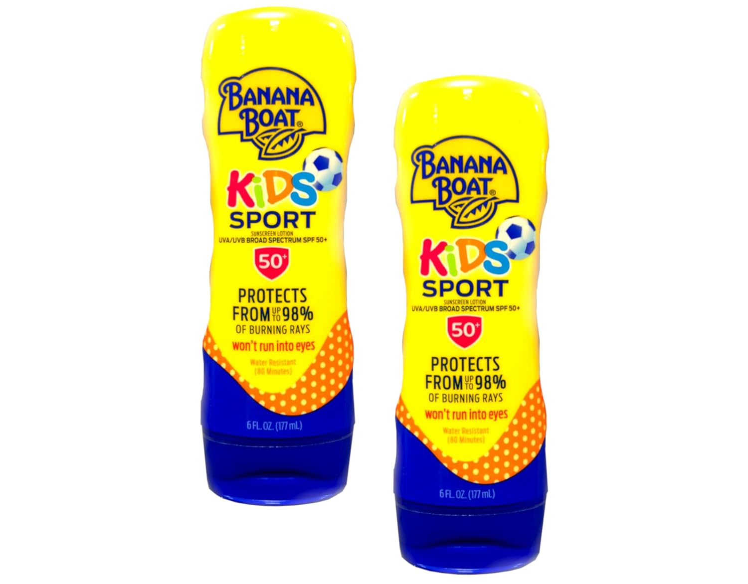 Banana Boat Sport Kids Sunscreen Lotion SPF 50, Twin Pack | Tear Free Sunscreen for Kids SPF 50, Childrens Sunblock Lotion, Oxybenzone-Free, 6oz each (Pack of 2)