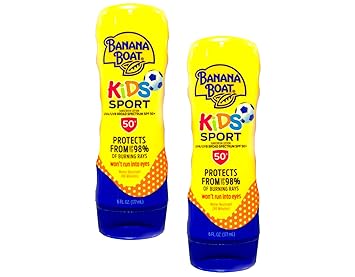 Banana Boat Sport Kids Sunscreen Lotion SPF 50, Twin Pack | Tear Free Sunscreen for Kids SPF 50, Childrens Sunblock Lotion, Oxybenzone-Free, 6oz each Pack of 2