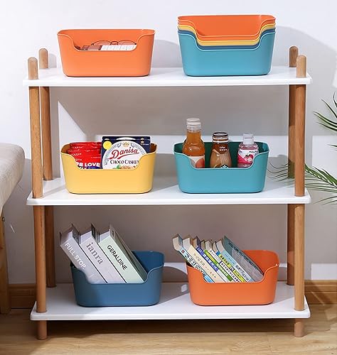 Miniatura 7 de OWill Paquete de 12 contenedores de almacenamiento de plástico mixtos y cestas para una organización eficiente del hogar y aula - Contenedores