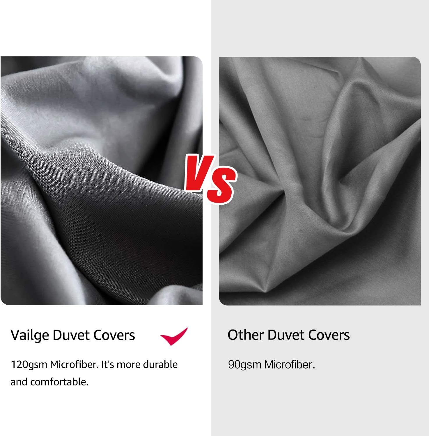 Vailge 3 Piece Pinch Pleated Duvet Cover with Zipper Closure, 100% 120gsm Microfiber Pintuck Duvet Cover, Luxurious Pintuck Decorative (Grey,Twin) : Home & Kitchen