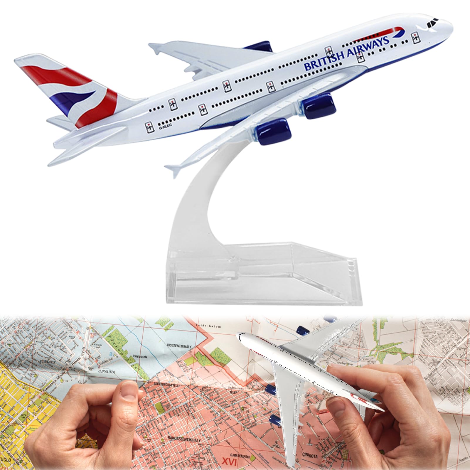 Dongnesi Airbus A380 Model,A380 Model Plane Model 1/400,British Airways Model Plane for Aviation Enthusiast Gift or Display Decorations(14cm,5.5 inches Long)