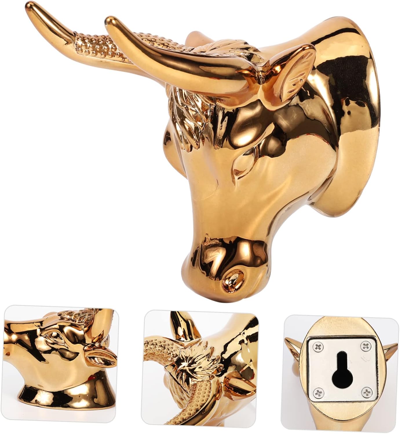 3 Pcs Ox Head Gold-Plated Hook Electric Guitar Stand Guitar Hanger Holder Guitar Wall Stand Electric Acoustic Guitar Holder Guitar Hook Hanger Guitar Wall Hanger Guitar Wall Hook (Iron) image 4