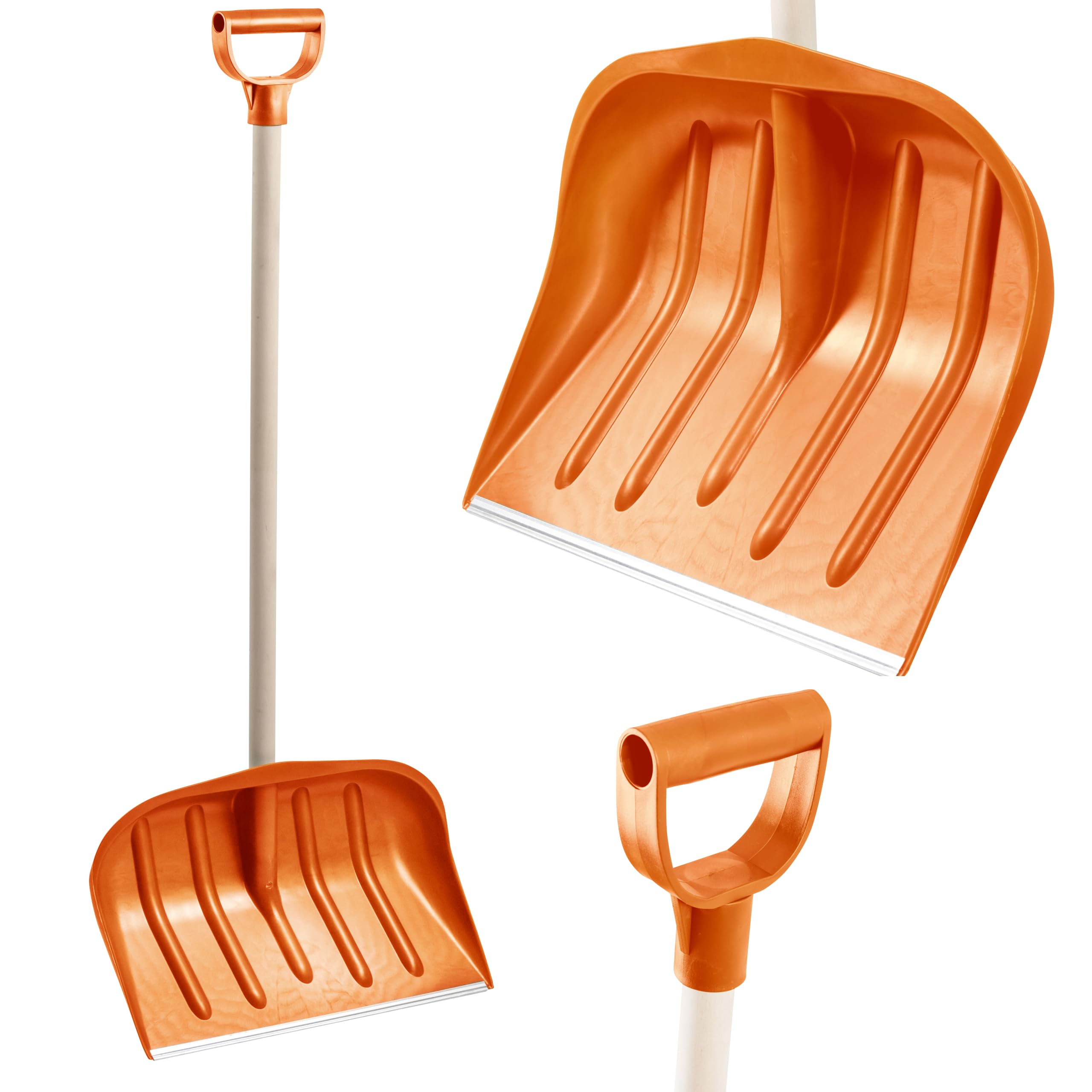 KB Tools Snow Shovel for Driveway – Heavy Duty Polypropylene Snow Shovels with Wood Handle – Cordless Snow Shovel for Garden, Yard, Patio – Recycled Material – Made in EU