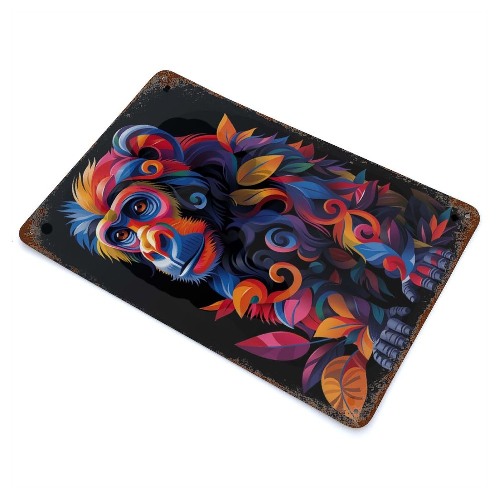 Colorful Monkey Vintage Metal Tin Sign 11.8"x7.9", Farmhouse Wall Decor for Living Room, Hallway And Home Decor