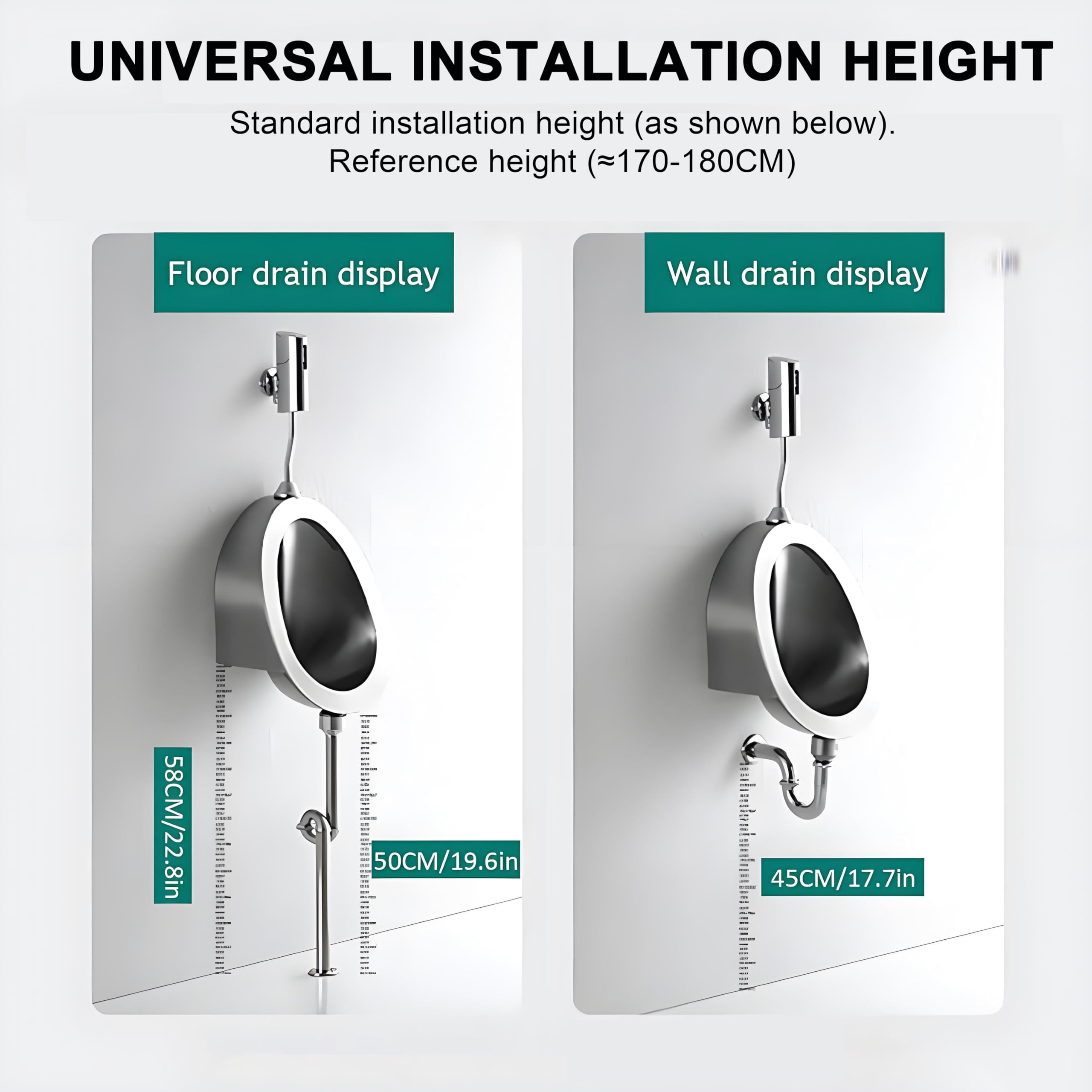 Urinario de acero inoxidable con sensor automático montado en la pared, sistema de descarga sin olor para bares, baños y hoteles