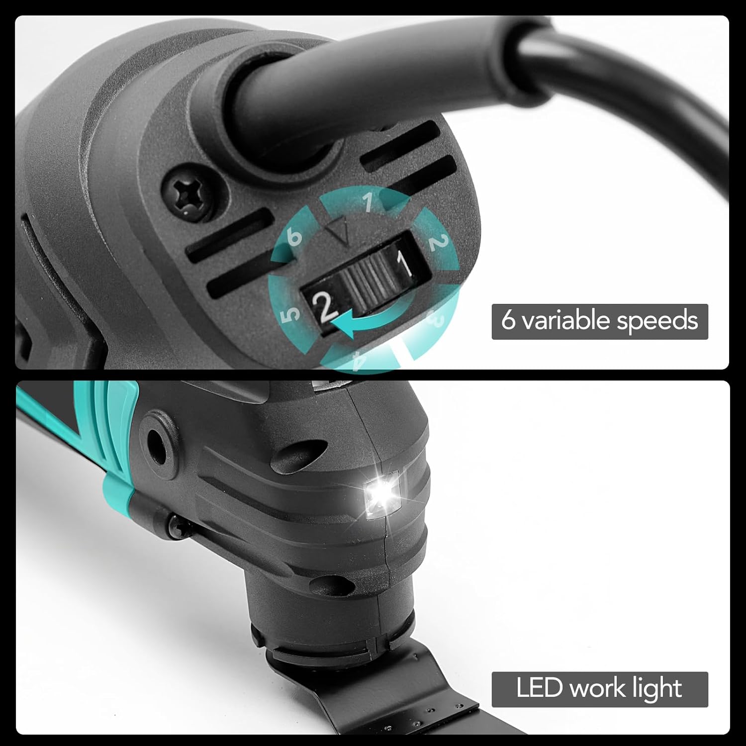 3.2° Oscillating Multi-Tool Kit with Quick-Change & 6-Speed | 2.5A Motor for Smooth Cutting, Sanding, Scraping | Low Vibration & 17pc All-in-One Kit