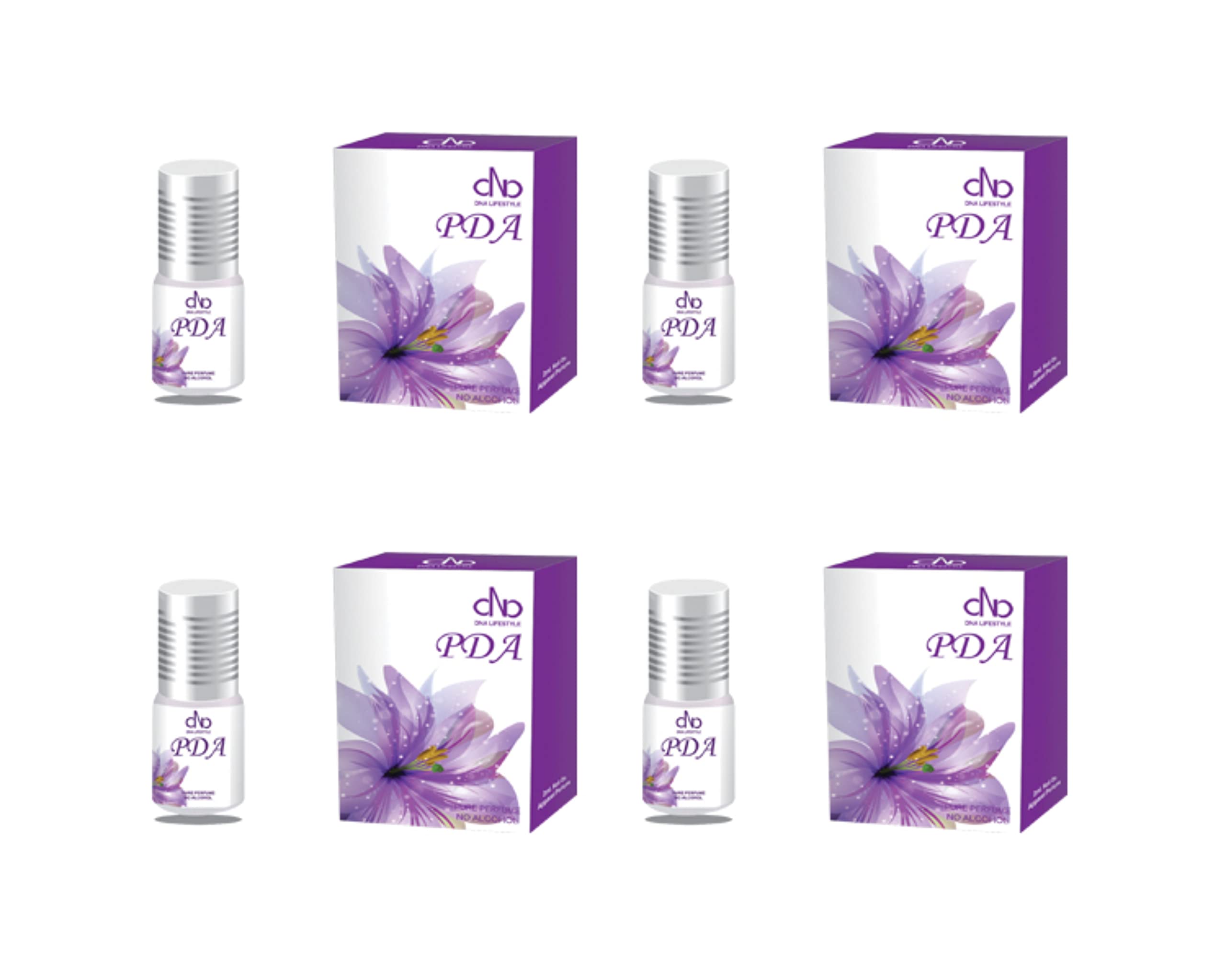 PDA Attar Roll-on Concentrated Perfume - Pack of 4 X2ml each (Total 8ml)