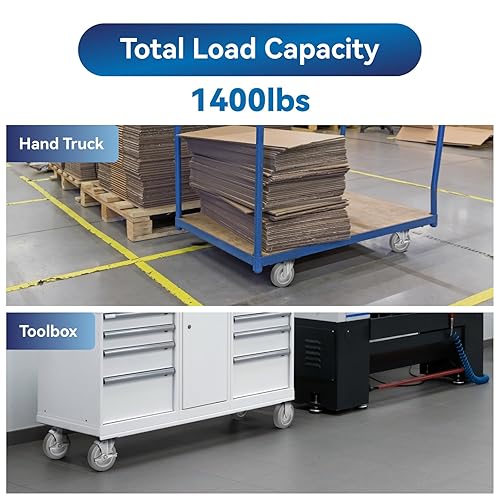 Miniatura 35 de Ruedas giratorias de 3.5 pulgadas, ruedas giratorias resistentes con freno, capacidad de carga de 1000 libras en total (2 frenos y 2 giratorios)