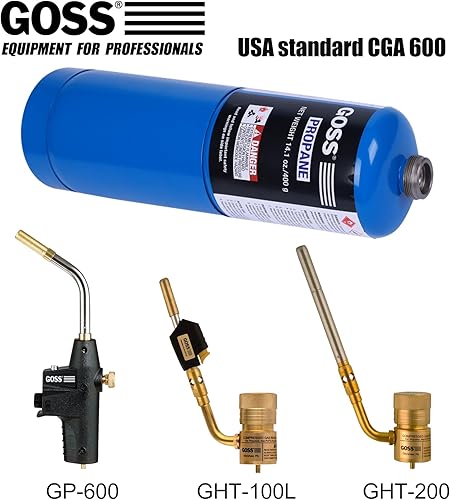 Miniatura 3 de GOSS Cilindro de combustible de propano estándar, paquete de 2, botella de 14.1 onzas