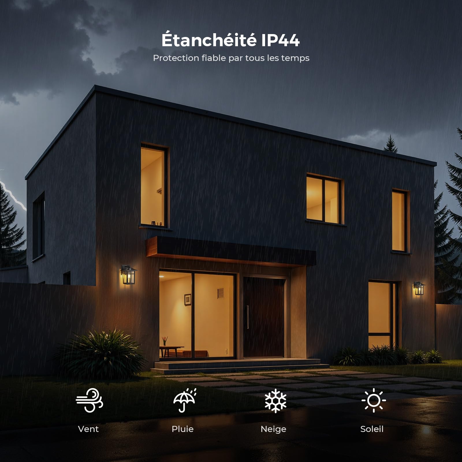 Applique Murale Extérieure E27 Noire en Aluminium Sans Ampoule