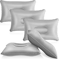 Vista 1 de Maitys 5 almohadas inflables de viaje portátil compacta, almohada de aire de tela flocada para mochileros para camping, senderismo, oficina en casa