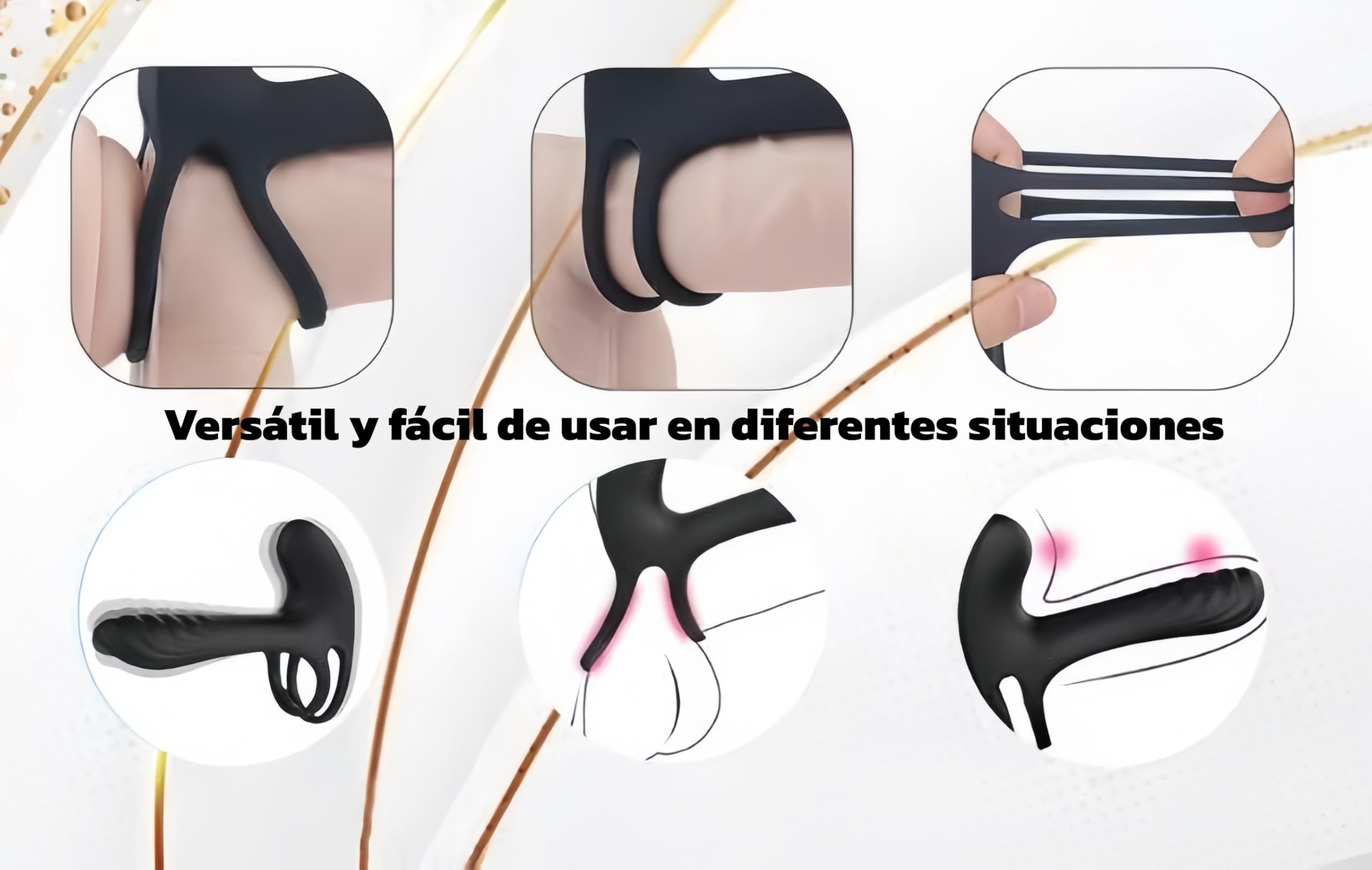 3IN 1 Anillos Vibrador Pene con Cock Ring para Pareja, Juguetes Eróticos para Estimulador el Clítoris Mujer y Próstata Hombre, Silicone Masajeador con 9 Modos, Suave y Elástica, Duradero