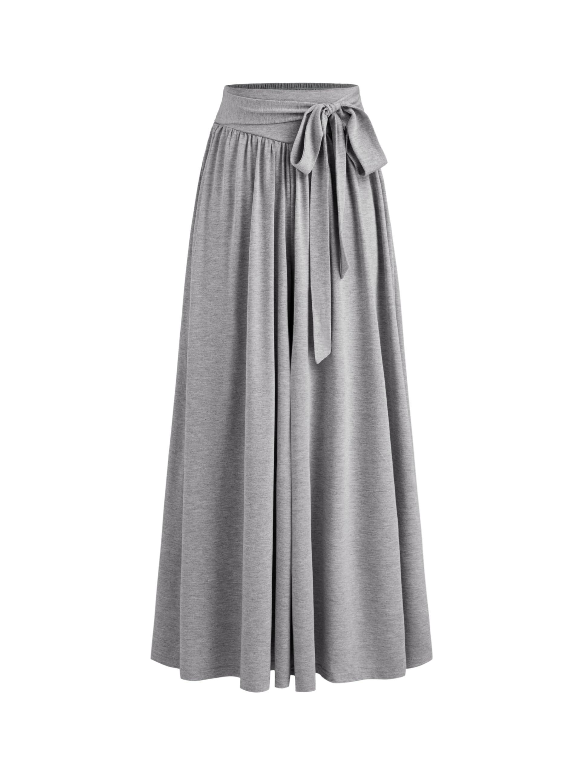 CIDER Mid Rise Solid Knotted Ruffle Wide Leg Trousers
