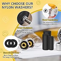 Vista 5 de 1200 arandelas planas de nailon para tornillos, arandelas de plástico negro, M2 M2.5 M3 M4 M5 M6 M8 M10 para uso doméstico y comercial