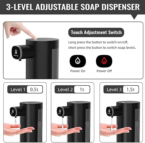 Miniatura 3 de Sangfor Dispensador automático de jabón sin contacto para cocina y baño, dispensador automático, negro