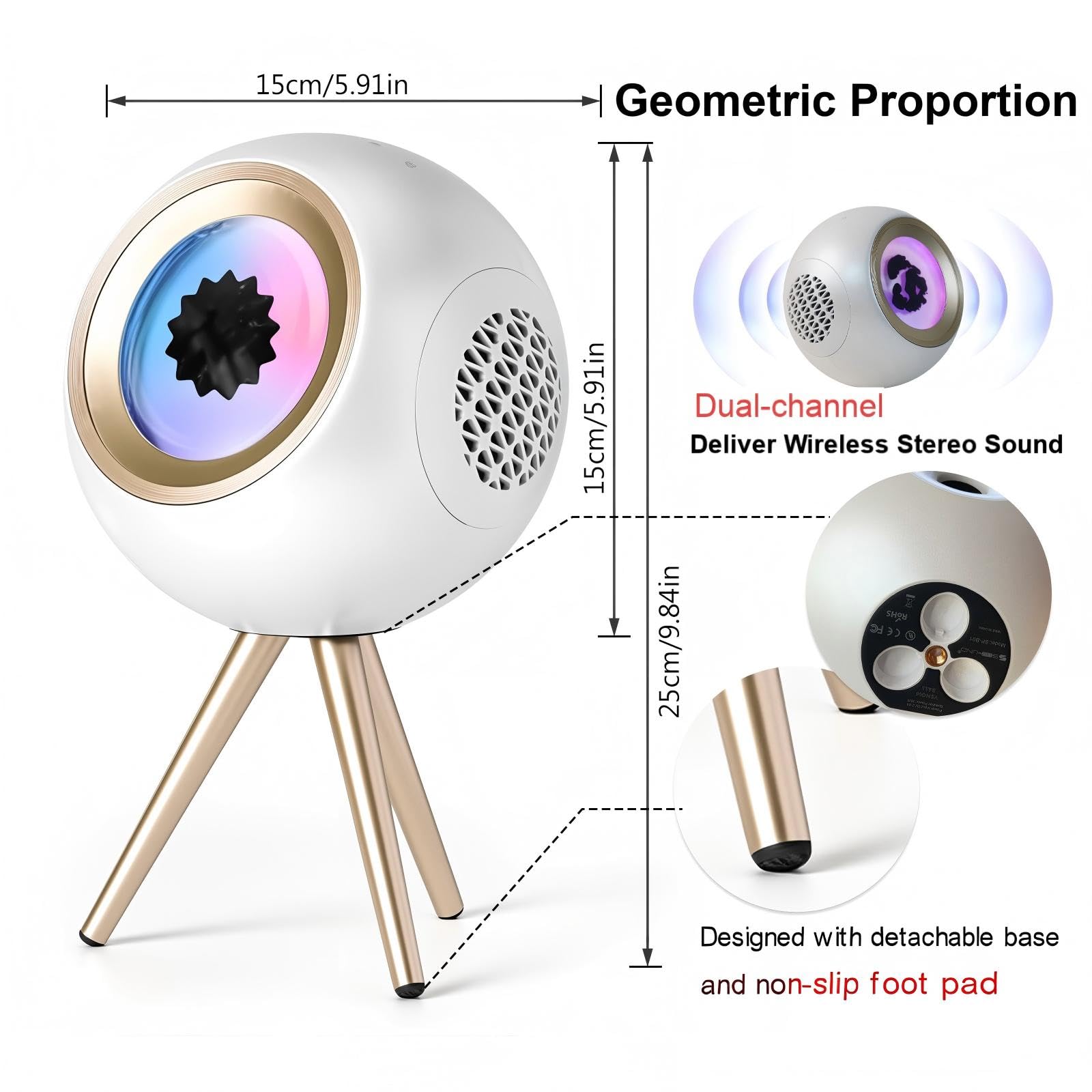 Ferrofluid Altoparlante Bluetooth,visualizzazione audio Ferrofluid Altoparlante Bluetooth con bassi migliorati e alti nitidi,doppio canale stereo,coppia TWS,vibrante luce colorata ambientale (Bianco)