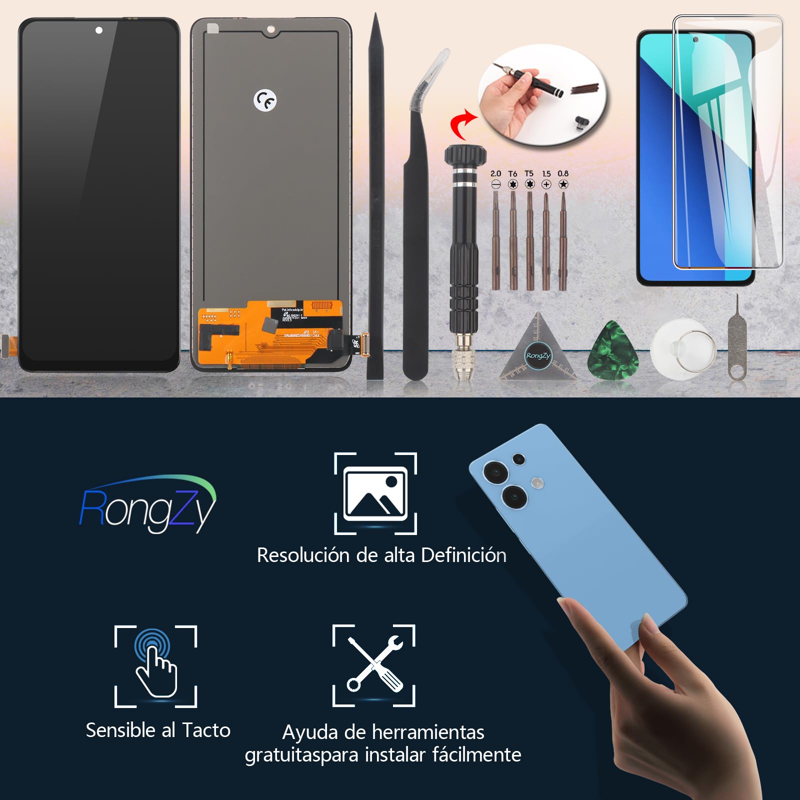 RongZy Pantalla para Xiaomi Redmi Note 13 4G 23129RAA4G Táctil LCD de Repuesto Ensamblaje Digitalizador Reemplazo para Xiaomi Redmi Note 13 4G con Herramientas de Reparación (Negro)
