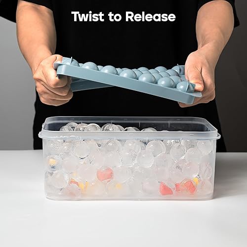 Miniatura 6 de Bandeja para cubitos de hielo, paquete de 3, 42 bandejas de hielo de silicona con tapas para congelador, bandejas de hielo apilables y de fácil