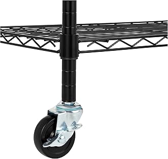 Amazon Basics 4-Shelf Adjustable, Heavy Duty Storage Shelving Unit on 7.62 cm Wheel Casters, Metal Organizer Wire Rack, Black, 91.4 cm L x 110.16 cm W x 146 cm H