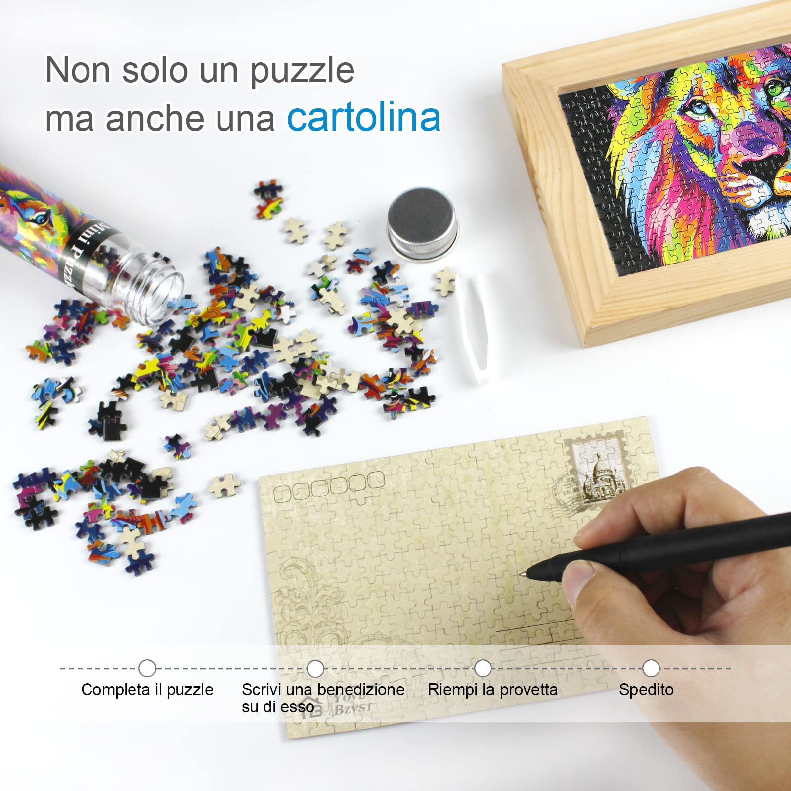 Mini Puzzle per Adulti Confezione da 8 – 234 Pezzi Ciascuno Micro Puzzle Impegnativo in Provetta, Puzzle Tascabile da Viaggio, Idea Regalo, 10x15 cm