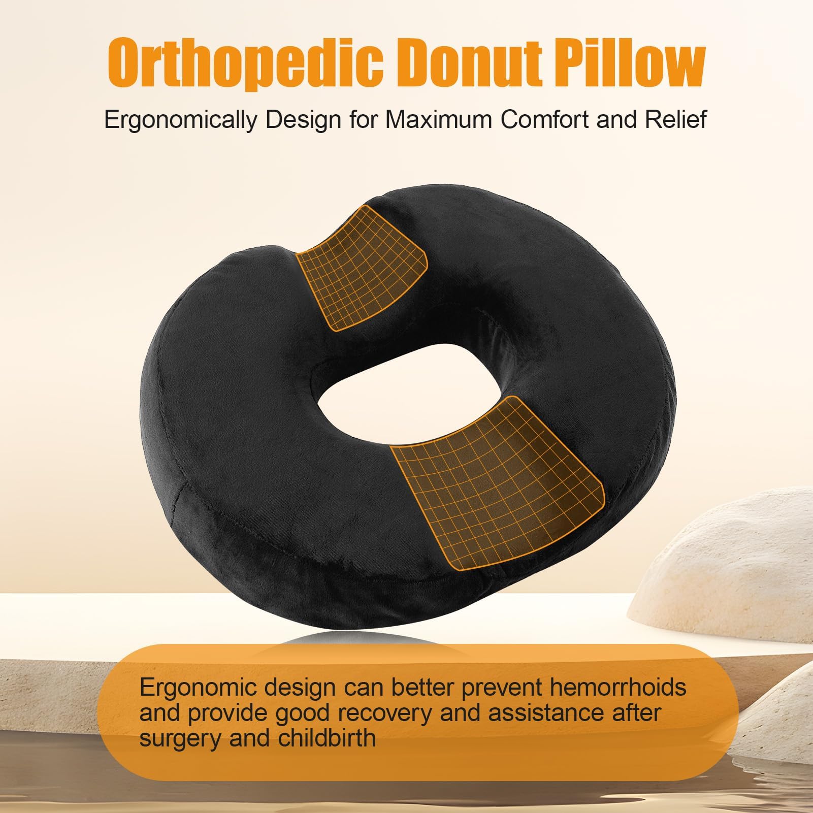 Donut-Kissen, Hämorrhoidenkissen, orthopädisches Donut-Ringkissen für Steißbeinschmerzen und Hämorrhoiden, Schmerzlinderung, Ischias, Hämorrhoiden, postpartale Schwangerschaft, für Büro und